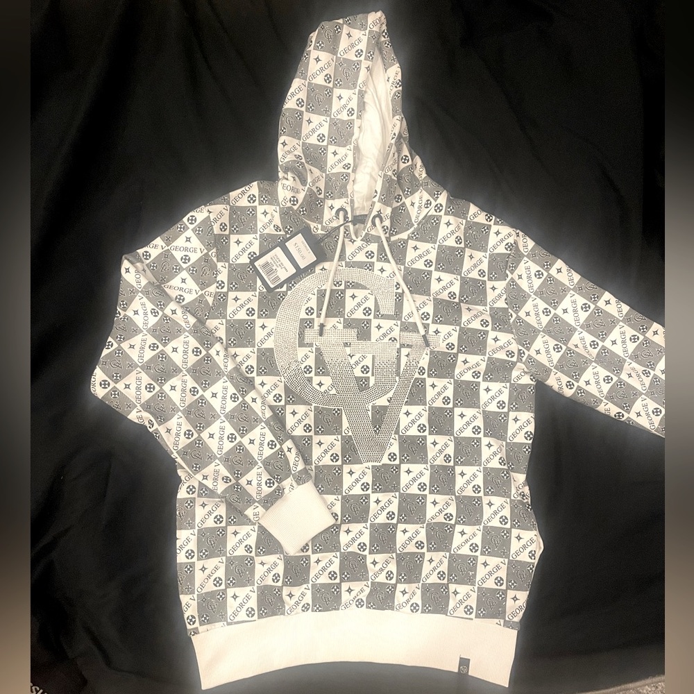 George V Paris Checkered Rhinestone Hoodie